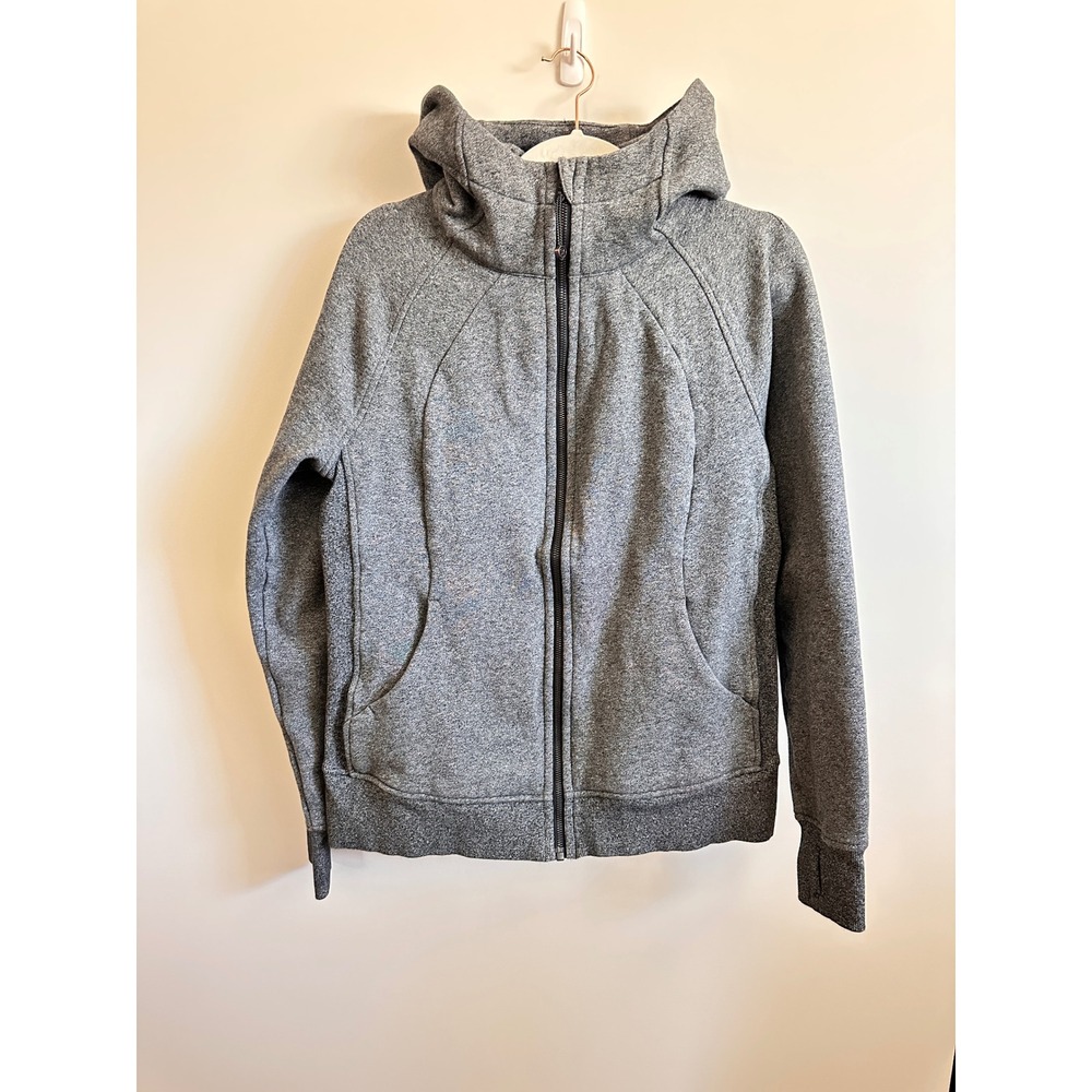 Lululemon Scuba Full Zip Hoodie Heathered Grey Fleece Jacket Size 12